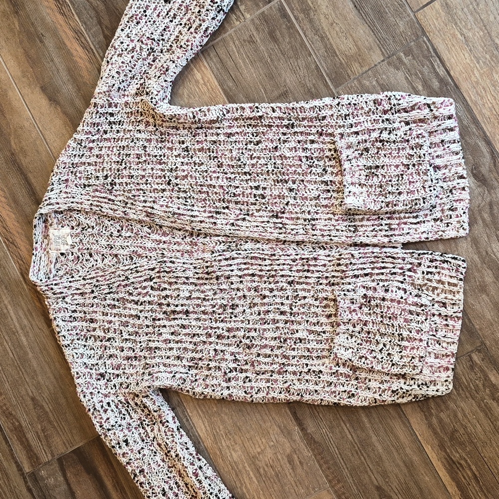 2 Hippie Rose Soft & Cozy Ivory, Mauve, & Brown Knit Cardigans, XS - Picture 2 of 16